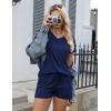 imageEkouaer Womens Pajama Sets Short Sleeve Pajamas for Women Sets Soft Lounge Sets Casual V Neck Sleepwear PJSNavy Blue