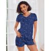 imageEkouaer Womens Pajama Sets Short Sleeve Pajamas for Women Sets Soft Lounge Sets Casual V Neck Sleepwear PJSNavy Blue Star