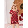 imageEkouaer Womens Pajama Sets Short Sleeve Pajamas for Women Sets Soft Lounge Sets Casual V Neck Sleepwear PJSRed Christmas Teddy