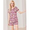 imageEkouaer Womens Pajama Sets Short Sleeve Pajamas for Women Sets Soft Lounge Sets Casual V Neck Sleepwear PJSRed Striped Teddy