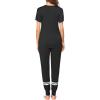 imageEkouaer Womens Pajamas Set 2 Piece Lounge Pj Set Short Sleeve Sleepwear Tops with Joggers Pants Loungewear Print NightwearBlack 2