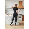 imageEkouaer Womens Pajamas Set 2 Piece Lounge Pj Set Short Sleeve Sleepwear Tops with Joggers Pants Loungewear Print NightwearBlack