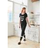 imageEkouaer Womens Pajamas Set 2 Piece Lounge Pj Set Short Sleeve Sleepwear Tops with Joggers Pants Loungewear Print NightwearBlack