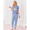 imageEkouaer Womens Pajamas Set 2 Piece Lounge Pj Set Short Sleeve Sleepwear Tops with Joggers Pants Loungewear Print NightwearBlue Teddy