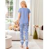 imageEkouaer Womens Pajamas Set 2 Piece Lounge Pj Set Short Sleeve Sleepwear Tops with Joggers Pants Loungewear Print NightwearBlue Teddy