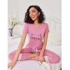 imageEkouaer Womens Pajamas Set 2 Piece Lounge Pj Set Short Sleeve Sleepwear Tops with Joggers Pants Loungewear Print NightwearDark Pink