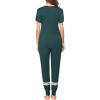 imageEkouaer Womens Pajamas Set 2 Piece Lounge Pj Set Short Sleeve Sleepwear Tops with Joggers Pants Loungewear Print NightwearDeep Green
