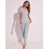 imageEkouaer Womens Pajamas Set 2 Piece Lounge Pj Set Short Sleeve Sleepwear Tops with Joggers Pants Loungewear Print NightwearLight Grey2