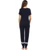 imageEkouaer Womens Pajamas Set 2 Piece Lounge Pj Set Short Sleeve Sleepwear Tops with Joggers Pants Loungewear Print NightwearNavy Blue