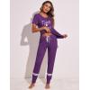 imageEkouaer Womens Pajamas Set 2 Piece Lounge Pj Set Short Sleeve Sleepwear Tops with Joggers Pants Loungewear Print NightwearPattern2