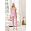 imageEkouaer Womens Pajamas Set 2 Piece Lounge Pj Set Short Sleeve Sleepwear Tops with Joggers Pants Loungewear Print NightwearPink Teddy
