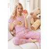 imageEkouaer Womens Pajamas Set 2 Piece Lounge Pj Set Short Sleeve Sleepwear Tops with Joggers Pants Loungewear Print NightwearPink Teddy