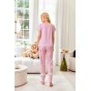 imageEkouaer Womens Pajamas Set 2 Piece Lounge Pj Set Short Sleeve Sleepwear Tops with Joggers Pants Loungewear Print NightwearPink Teddy