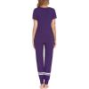 imageEkouaer Womens Pajamas Set 2 Piece Lounge Pj Set Short Sleeve Sleepwear Tops with Joggers Pants Loungewear Print NightwearPurple