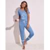 imageEkouaer Womens Pajamas Set 2 Piece Lounge Pj Set Short Sleeve Sleepwear Tops with Joggers Pants Loungewear Print NightwearSky Blue