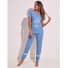 imageEkouaer Womens Pajamas Set 2 Piece Lounge Pj Set Short Sleeve Sleepwear Tops with Joggers Pants Loungewear Print NightwearSky Blue