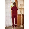 imageEkouaer Womens Pajamas Set 2 Piece Lounge Pj Set Short Sleeve Sleepwear Tops with Joggers Pants Loungewear Print NightwearWine Red