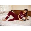 imageEkouaer Womens Pajamas Set 2 Piece Lounge Pj Set Short Sleeve Sleepwear Tops with Joggers Pants Loungewear Print NightwearWine Red