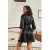 imageEkouaer Womens Satin Robes 34 Sleeve Silk Robes Short Kimono Sexy Bride Bathrobes Lace Trim Loungewear with PocketsBlack