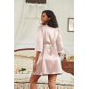 imageEkouaer Womens Satin Robes 34 Sleeve Silk Robes Short Kimono Sexy Bride Bathrobes Lace Trim Loungewear with PocketsChampagne
