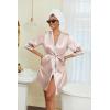 imageEkouaer Womens Satin Robes 34 Sleeve Silk Robes Short Kimono Sexy Bride Bathrobes Lace Trim Loungewear with PocketsChampagne