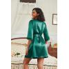 imageEkouaer Womens Satin Robes 34 Sleeve Silk Robes Short Kimono Sexy Bride Bathrobes Lace Trim Loungewear with PocketsDark Green