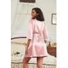 imageEkouaer Womens Satin Robes 34 Sleeve Silk Robes Short Kimono Sexy Bride Bathrobes Lace Trim Loungewear with PocketsLight Pink
