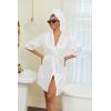 imageEkouaer Womens Satin Robes 34 Sleeve Silk Robes Short Kimono Sexy Bride Bathrobes Lace Trim Loungewear with PocketsWhite
