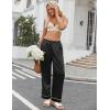 imageEkouaer Womens Silk Satin Pajama Pants Soft Loose Lounge Pants Lightweight Elastic Waist Wide Leg Pj Bottoms with PocketsBlack