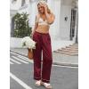 imageEkouaer Womens Silk Satin Pajama Pants Soft Loose Lounge Pants Lightweight Elastic Waist Wide Leg Pj Bottoms with PocketsBurgundy
