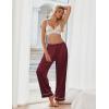 imageEkouaer Womens Silk Satin Pajama Pants Soft Loose Lounge Pants Lightweight Elastic Waist Wide Leg Pj Bottoms with PocketsBurgundy