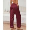 imageEkouaer Womens Silk Satin Pajama Pants Soft Loose Lounge Pants Lightweight Elastic Waist Wide Leg Pj Bottoms with PocketsBurgundy