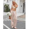 imageEkouaer Womens Silk Satin Pajama Pants Soft Loose Lounge Pants Lightweight Elastic Waist Wide Leg Pj Bottoms with PocketsChampagne