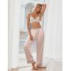 imageEkouaer Womens Silk Satin Pajama Pants Soft Loose Lounge Pants Lightweight Elastic Waist Wide Leg Pj Bottoms with PocketsChampagne