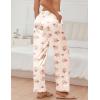 imageEkouaer Womens Silk Satin Pajama Pants Soft Loose Lounge Pants Lightweight Elastic Waist Wide Leg Pj Bottoms with PocketsChampagne Love Teddy