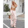 imageEkouaer Womens Silk Satin Pajama Pants Soft Loose Lounge Pants Lightweight Elastic Waist Wide Leg Pj Bottoms with PocketsChampagne Love Teddy