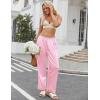 imageEkouaer Womens Silk Satin Pajama Pants Soft Loose Lounge Pants Lightweight Elastic Waist Wide Leg Pj Bottoms with PocketsPink