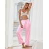 imageEkouaer Womens Silk Satin Pajama Pants Soft Loose Lounge Pants Lightweight Elastic Waist Wide Leg Pj Bottoms with PocketsPink