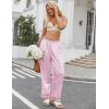imageEkouaer Womens Silk Satin Pajama Pants Soft Loose Lounge Pants Lightweight Elastic Waist Wide Leg Pj Bottoms with PocketsPink Dots