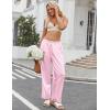imageEkouaer Womens Silk Satin Pajama Pants Soft Loose Lounge Pants Lightweight Elastic Waist Wide Leg Pj Bottoms with PocketsPink Stripes
