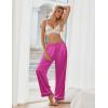 imageEkouaer Womens Silk Satin Pajama Pants Soft Loose Lounge Pants Lightweight Elastic Waist Wide Leg Pj Bottoms with PocketsRose
