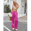 imageEkouaer Womens Silk Satin Pajama Pants Soft Loose Lounge Pants Lightweight Elastic Waist Wide Leg Pj Bottoms with PocketsRose