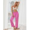 imageEkouaer Womens Silk Satin Pajama Pants Soft Loose Lounge Pants Lightweight Elastic Waist Wide Leg Pj Bottoms with PocketsRose Leopard