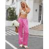 imageEkouaer Womens Silk Satin Pajama Pants Soft Loose Lounge Pants Lightweight Elastic Waist Wide Leg Pj Bottoms with PocketsRose Leopard