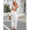imageEkouaer Womens Silk Satin Pajama Pants Soft Loose Lounge Pants Lightweight Elastic Waist Wide Leg Pj Bottoms with PocketsWhite