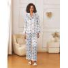 imageEkouaer Womens Silk Satin Pajama Sets 2 Piece Sleepwear Pjs Set Long Sleeve Button Down Top and Pants Stripe Loungewear SXXLBlue Striped Teddy