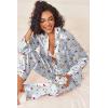 imageEkouaer Womens Silk Satin Pajama Sets 2 Piece Sleepwear Pjs Set Long Sleeve Button Down Top and Pants Stripe Loungewear SXXLBlue Striped Teddy