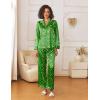imageEkouaer Womens Silk Satin Pajama Sets 2 Piece Sleepwear Pjs Set Long Sleeve Button Down Top and Pants Stripe Loungewear SXXLChristmas Green