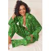 imageEkouaer Womens Silk Satin Pajama Sets 2 Piece Sleepwear Pjs Set Long Sleeve Button Down Top and Pants Stripe Loungewear SXXLChristmas Green