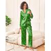 imageEkouaer Womens Silk Satin Pajama Sets 2 Piece Sleepwear Pjs Set Long Sleeve Button Down Top and Pants Stripe Loungewear SXXLChristmas Green